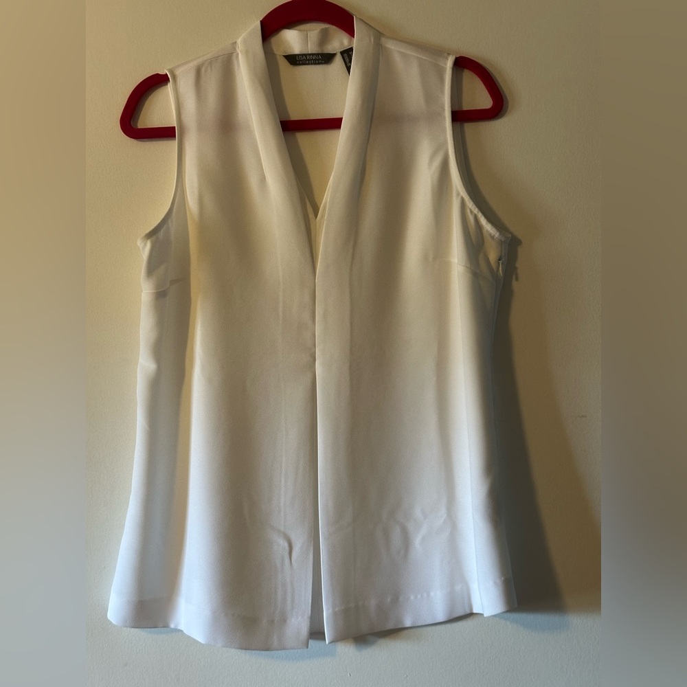 Lisa Rinna Collection White Sleeveless Blouse